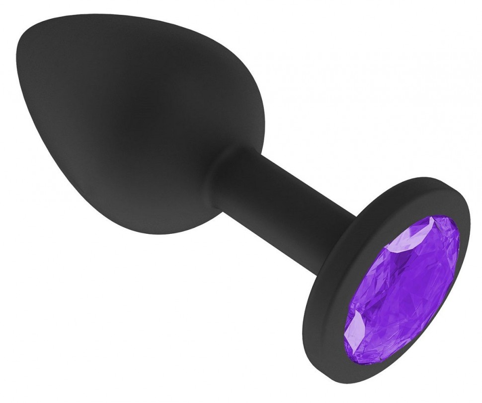 ВТУЛКА АНАЛЬНАЯ L 80 мм, D 34 мм, черная, цвет кристалла фиолетовый, силикон