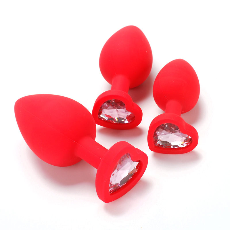 ВТУЛКА АНАЛЬНАЯ, L 74 мм D 28 мм, красное-сердце, цвет кристалла безцветный, силикон