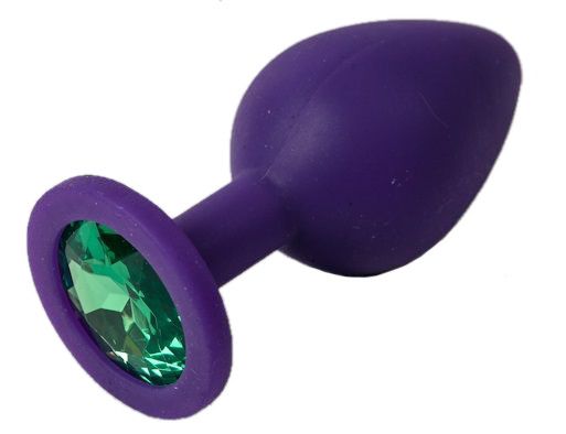 ВТУЛКА АНАЛЬНАЯ, L 95 мм D 42 мм, фиолетовая, цвет кристалла зеленый, силикон