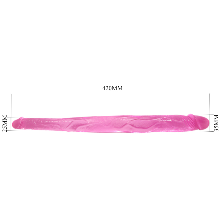 Розовый двухсторонний фаллоимитатор - 42 см.