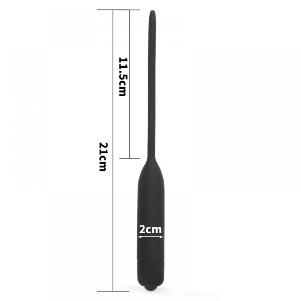 Уретральный виброплаг L 21 mm рабочая длин L 11.5 mm черный