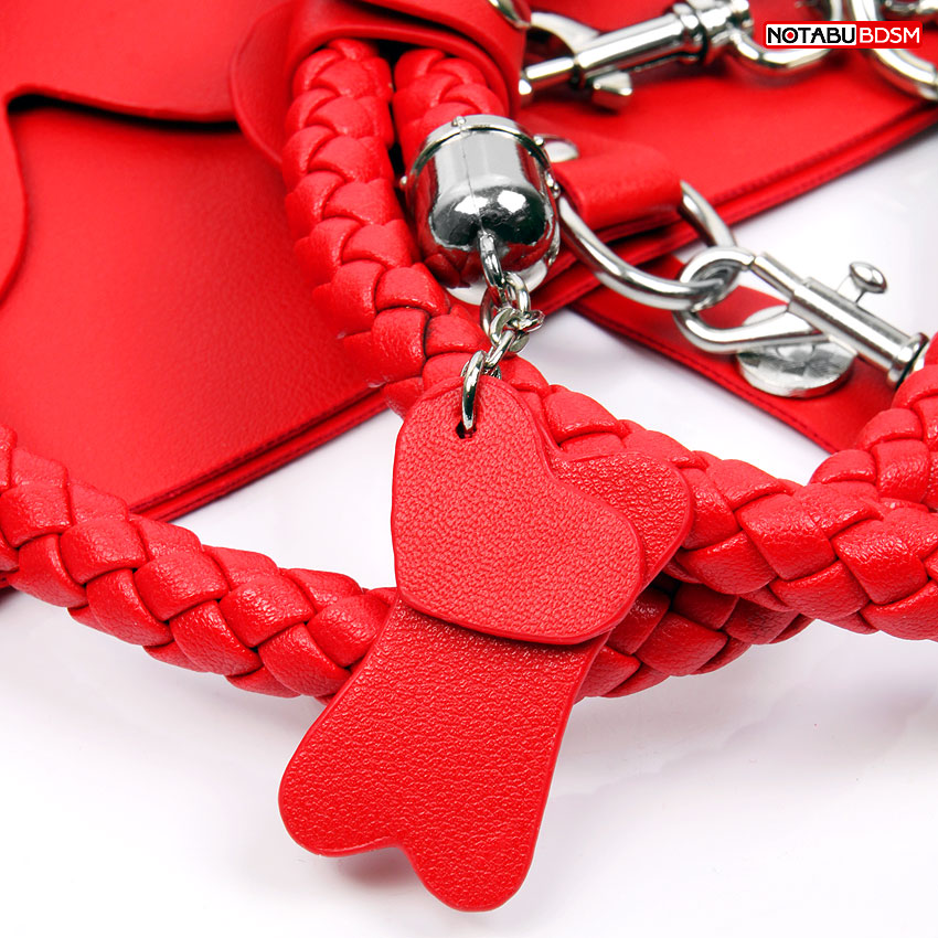 НАБОР (маска, ошейник с поводком, наручники, оковы, плеть) цвет красный